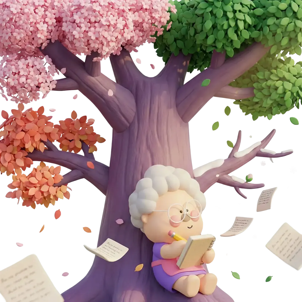 WAGZAK ZemiNa - 사계절 나무 아래에서 공책에 쓰는 캐릭터